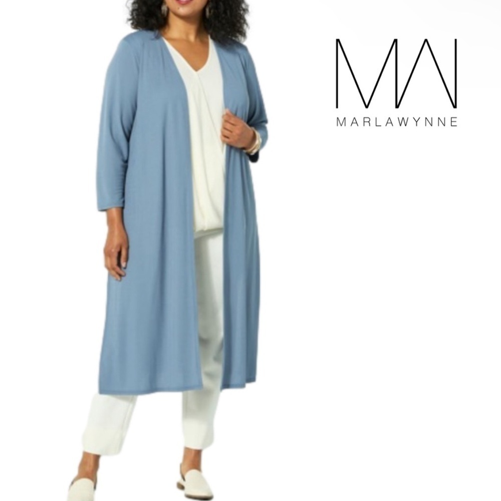 MarlaWynne Layers Jersey 3/4 Sleeve Duster Cardigan